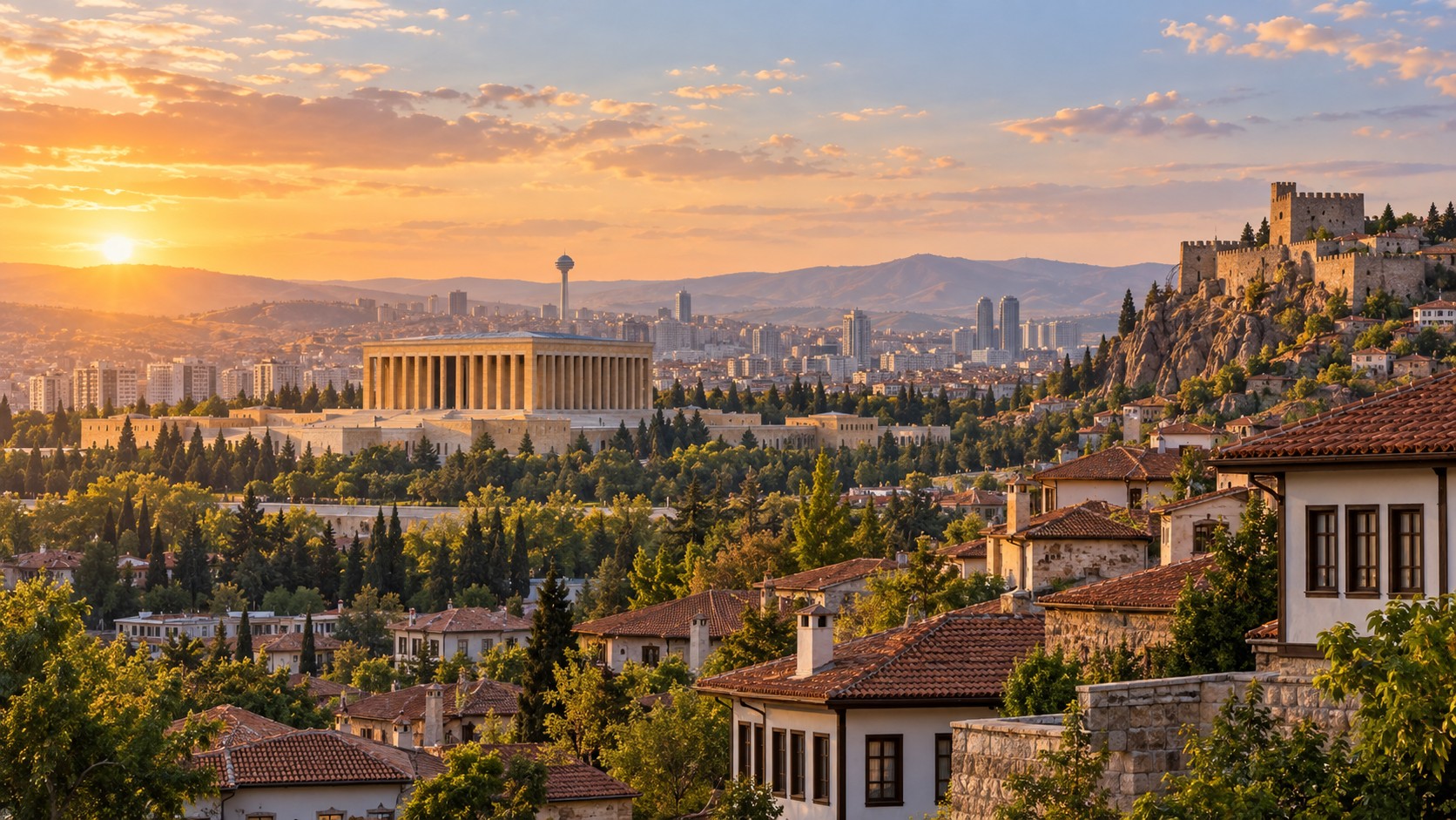 Anıtkabir, Ankara Kalesi ve Ankara şehir manzarası