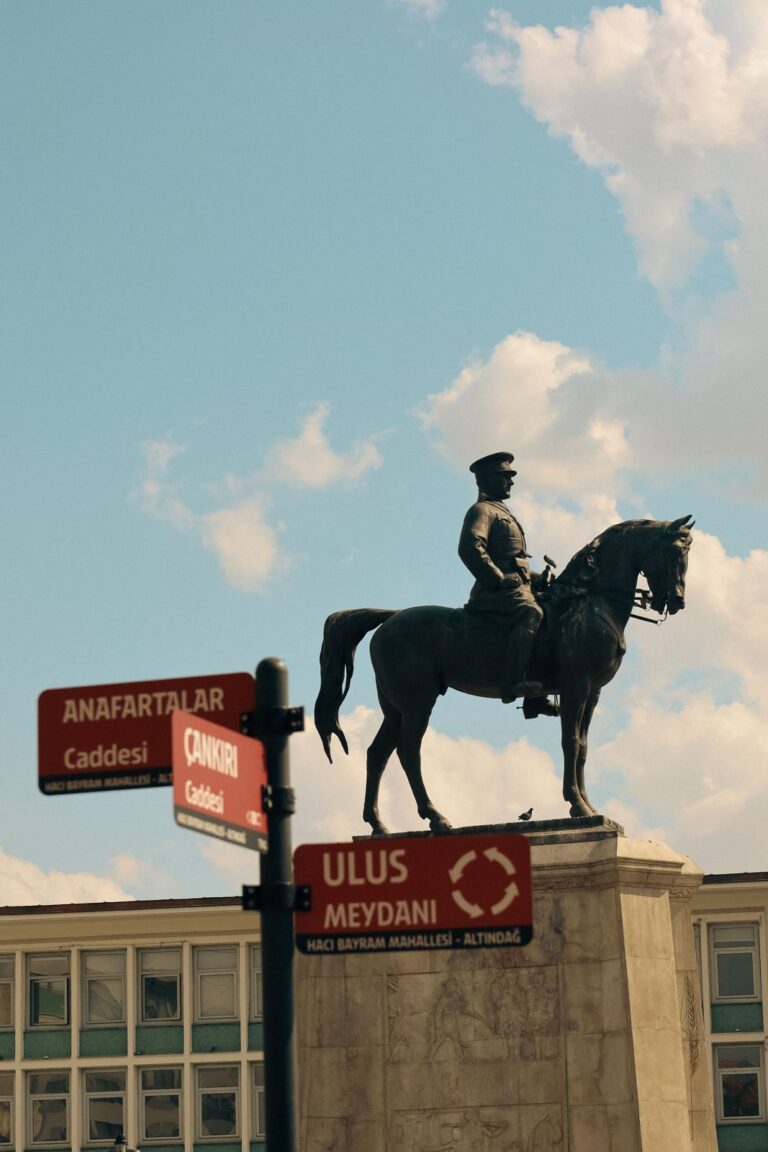 Ankara Ulus Meydanı’ndaki Atatürk heykeli ve şehir manzarası